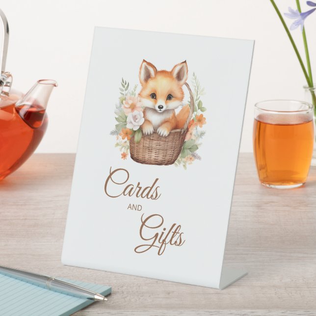 Woodland Fox Floral Cards & Gifts Baby Shower Sign (In SItu)