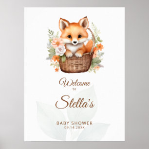 Woodland Fox Florals Baby Shower Welcome Sign