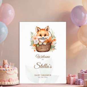 Woodland Fox Florals Baby Shower Welcome Sign