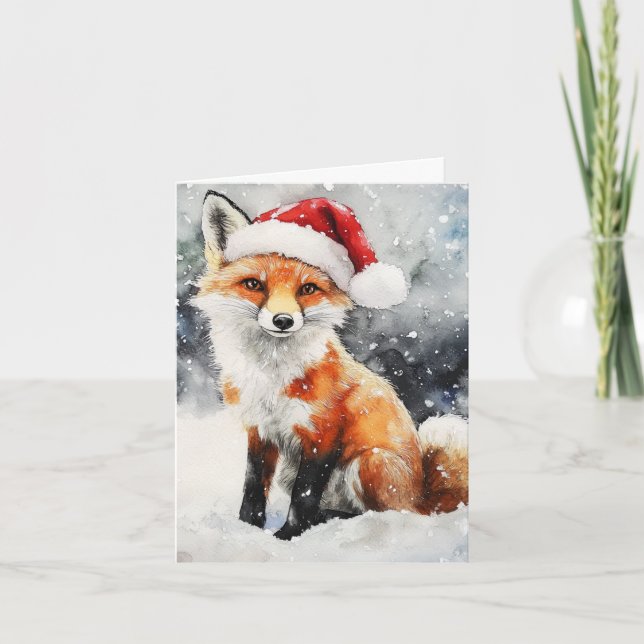 Woodland Fox Folded Holiday Card (Front)