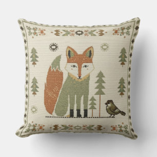 Woodland Fox Folk Cushion