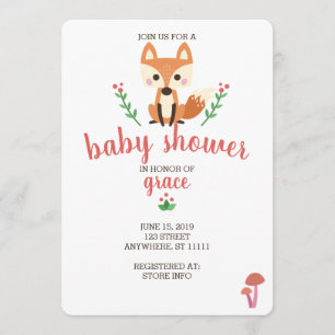 Woodland Fox & Forest Animal Baby Shower Invite