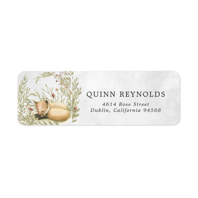 Woodland Fox | Forest Baby Return Address Label (Front)