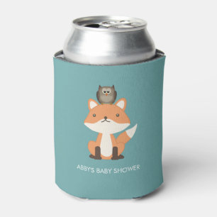 Woodland Fox Forest Baby Shower Custom Can Cooler