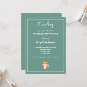 Woodland Fox Forest Baby Shower Invitation