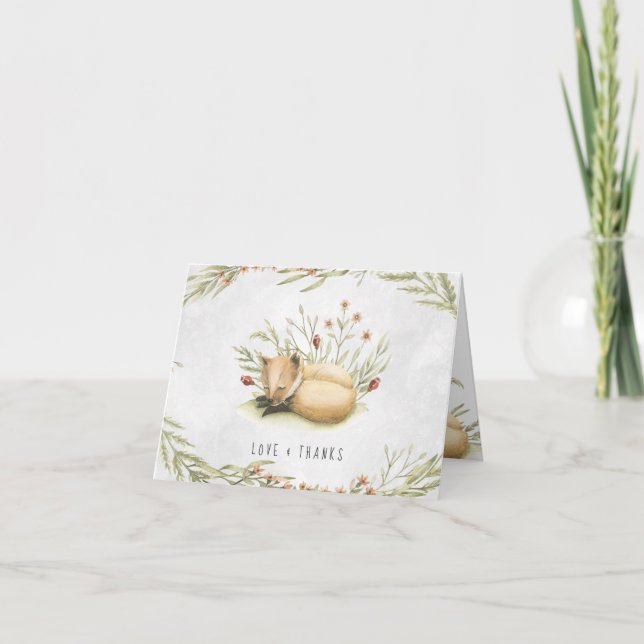 Woodland Fox | Forest Baby Shower Thank You Card (Front)