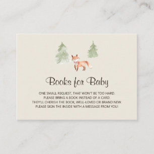 Woodland Fox Girl Baby Shower Book Request Enclosure Card