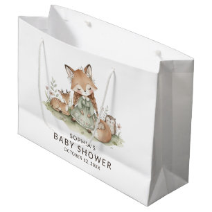 Woodland Fox Girl Baby Shower  Large Gift Bag