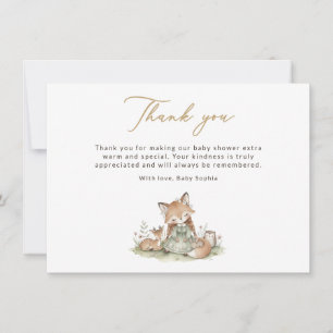 Woodland Fox Girl Baby Shower Thank You Card
