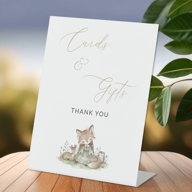 Woodland Fox Girl Cards & Gifts Party Pedestal Sign (Creator Uploaded)