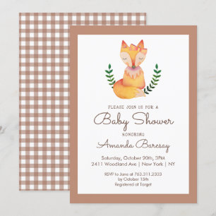 Woodland Fox Girls Baby Shower Invitation