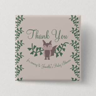 Woodland Fox Greenery Baby Shower Rustic Gifts 15 Cm Square Badge