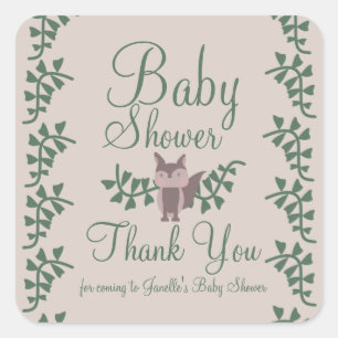 Woodland Fox Greenery Baby Shower Rustic Square Sticker