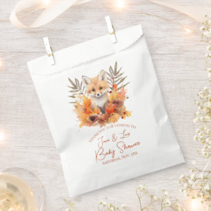 Woodland Fox Greenery Watercolor Leaf Baby Shower Favour Bags