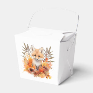 Woodland Fox Greenery Watercolor Leaf Baby Shower Favour Box