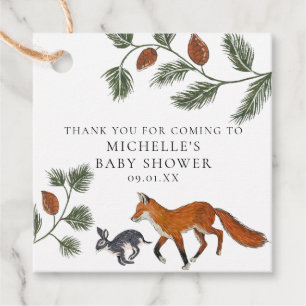 Woodland Fox & Hare Baby Shower Birthday Favour Tags