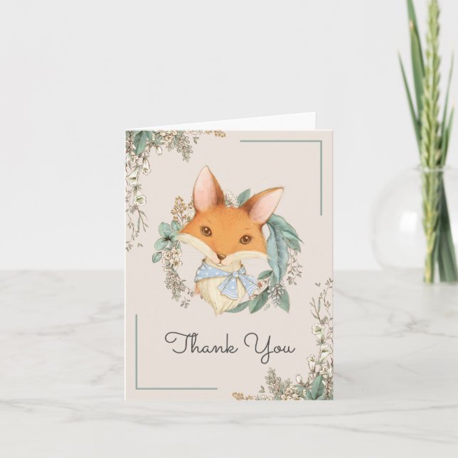 Woodland Fox Illustration Baby Shower Thank You (Front)