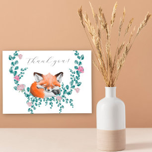 Woodland Fox in Bloom - Baby shower thank you Card