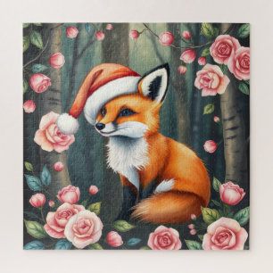 Woodland fox in Christmas hat jigsaw puzzle