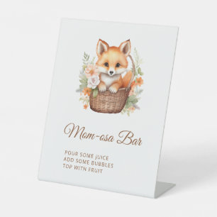 Woodland Fox Mom-osa Bar Baby Shower Pedestal Sign