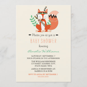 Woodland Fox Neutral Baby Shower Invitation