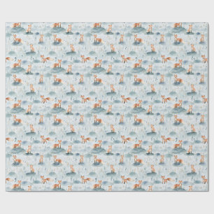 Woodland Fox Nursery Design,Baby Boy Forest Animal Wrapping Paper