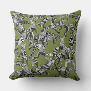 woodland fox party green cushion