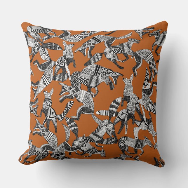 woodland fox party orange cushion (Front)