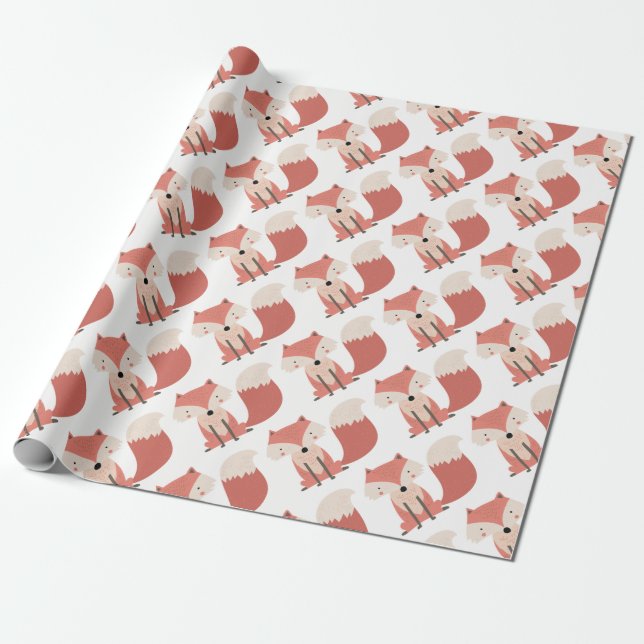 Woodland Fox Pattern Wrapping Paper (Unrolled)