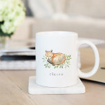 Woodland Fox Personalized Coffee Mug<br><div class="desc">Woodland inspired mug features a sweet watercolor fox nestled in a bed of green eucalyptus leaves and foliage. Personalize with a name,  initial or monogram beneath in classic grey lettering.</div>