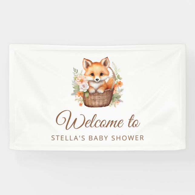 Woodland Fox Welcome Baby Shower Banner (Horizontal)