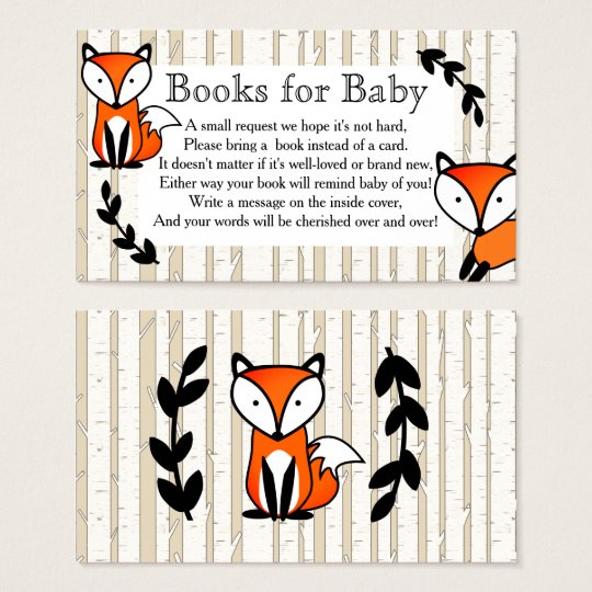 Woodland Fox & White Birch Trees Book Request Business Card