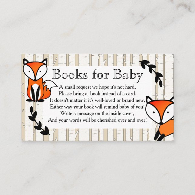 Woodland Fox & White Birch Trees Book Request Enclosure Card (Front)