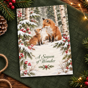 Woodland Fox Winter Forest Christmas Card