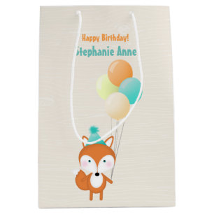 Woodland Fox with Balloons Medium Gift Bag