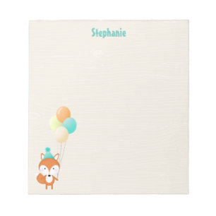 Woodland Fox with Balloons Notepad