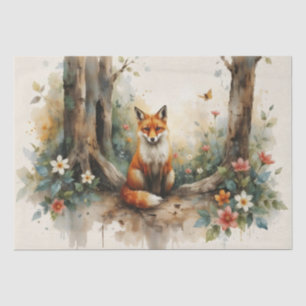 Woodland Fox with Botanical Details Tissue Paper