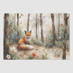 Woodland Fox with Botanical Details Tissue Paper