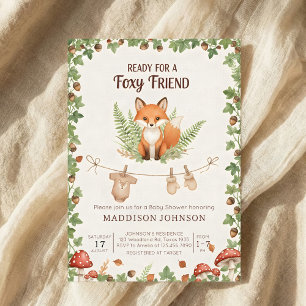 Woodland foxy baby shower invitation