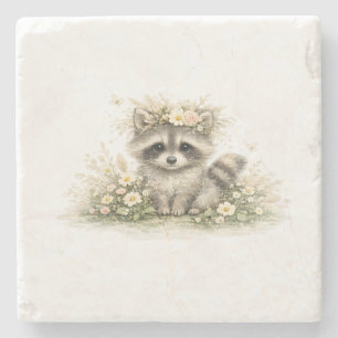 Woodland Friend Raccoon Stone Coaster