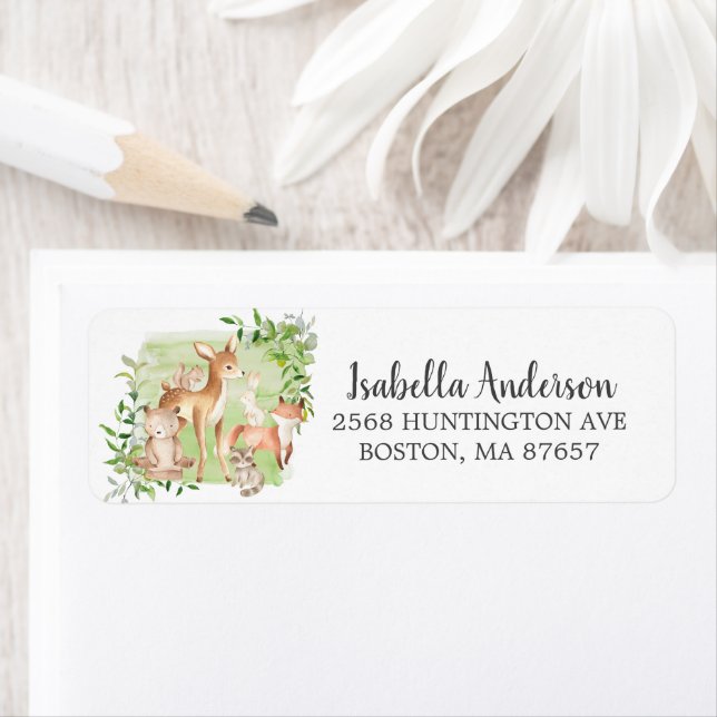Woodland Friends Baby Shower Address Label (Insitu)