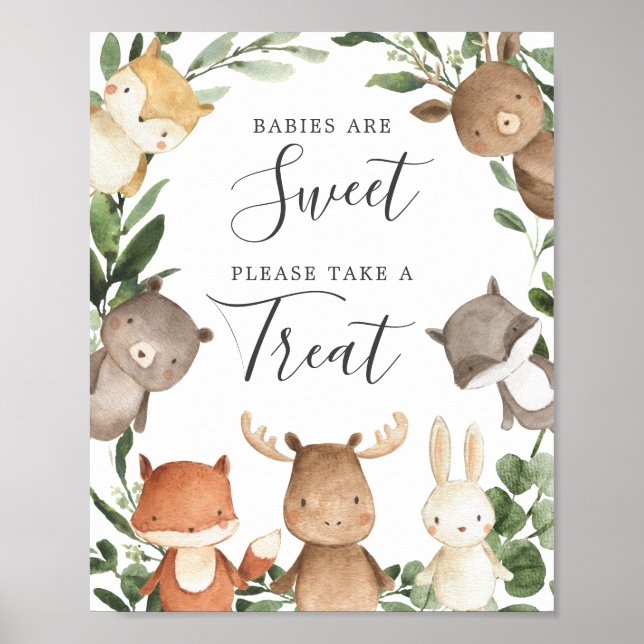 Woodland Friends Baby Shower Babies Are Sweet Sign (Front)