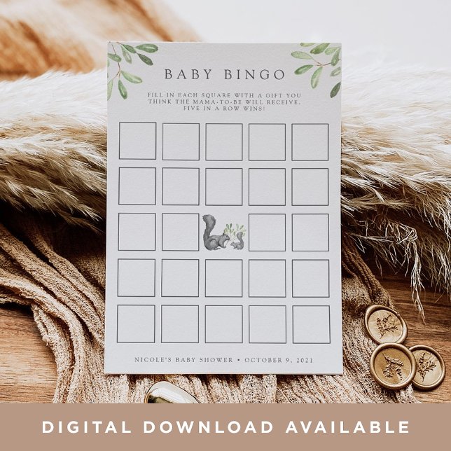 Woodland Friends Baby Shower Bingo Game Card (Creator Uploaded)