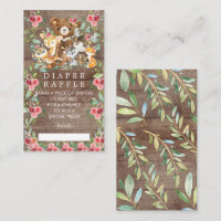 Woodland Friends Baby Shower Diaper Raffle Ticket