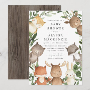 Woodland Friends Baby Shower Invitation