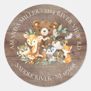 Woodland Friends Baby Shower Return Address Label