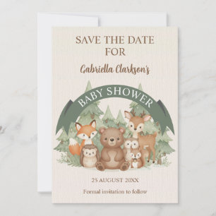 Woodland Friends Baby Shower Save the Date Invitation