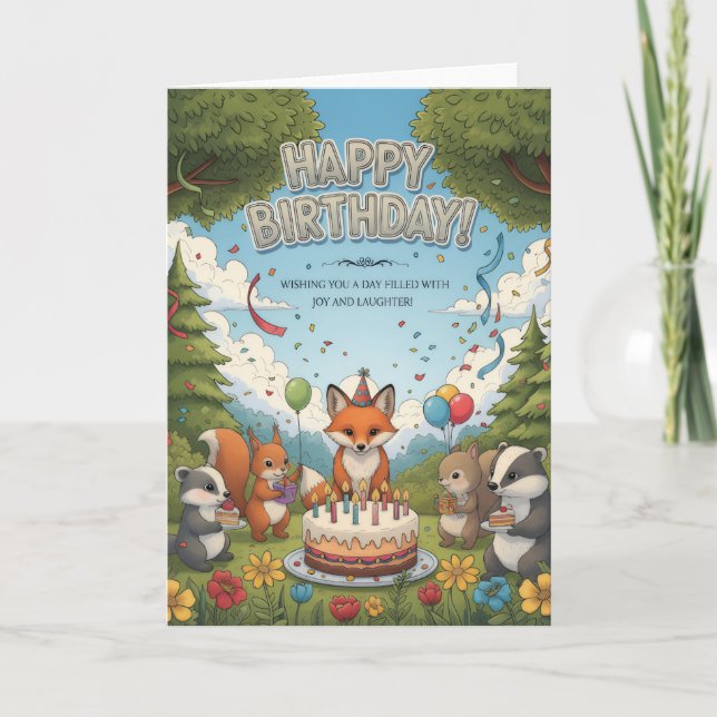 Woodland Friends Birthday Celebration Card (Front)