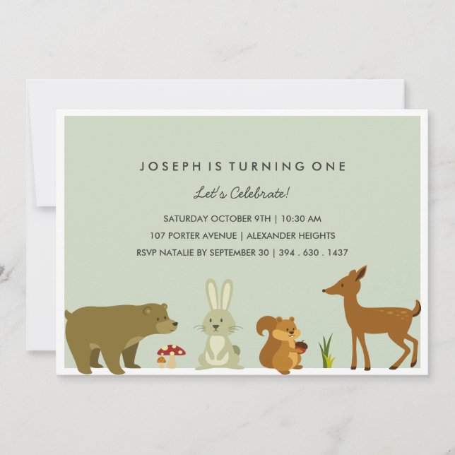 Woodland Friends Birthday Invitation (Front)