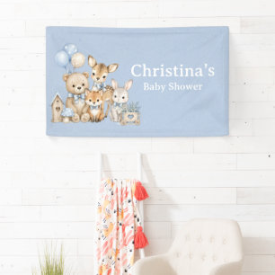 Woodland Friends Boy Baby Shower  Banner